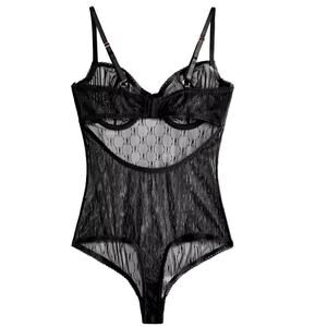 INC Concepts Logo Bodysuit Sheer Lace Cup Lingerie Teddy - Black Size XL - $50